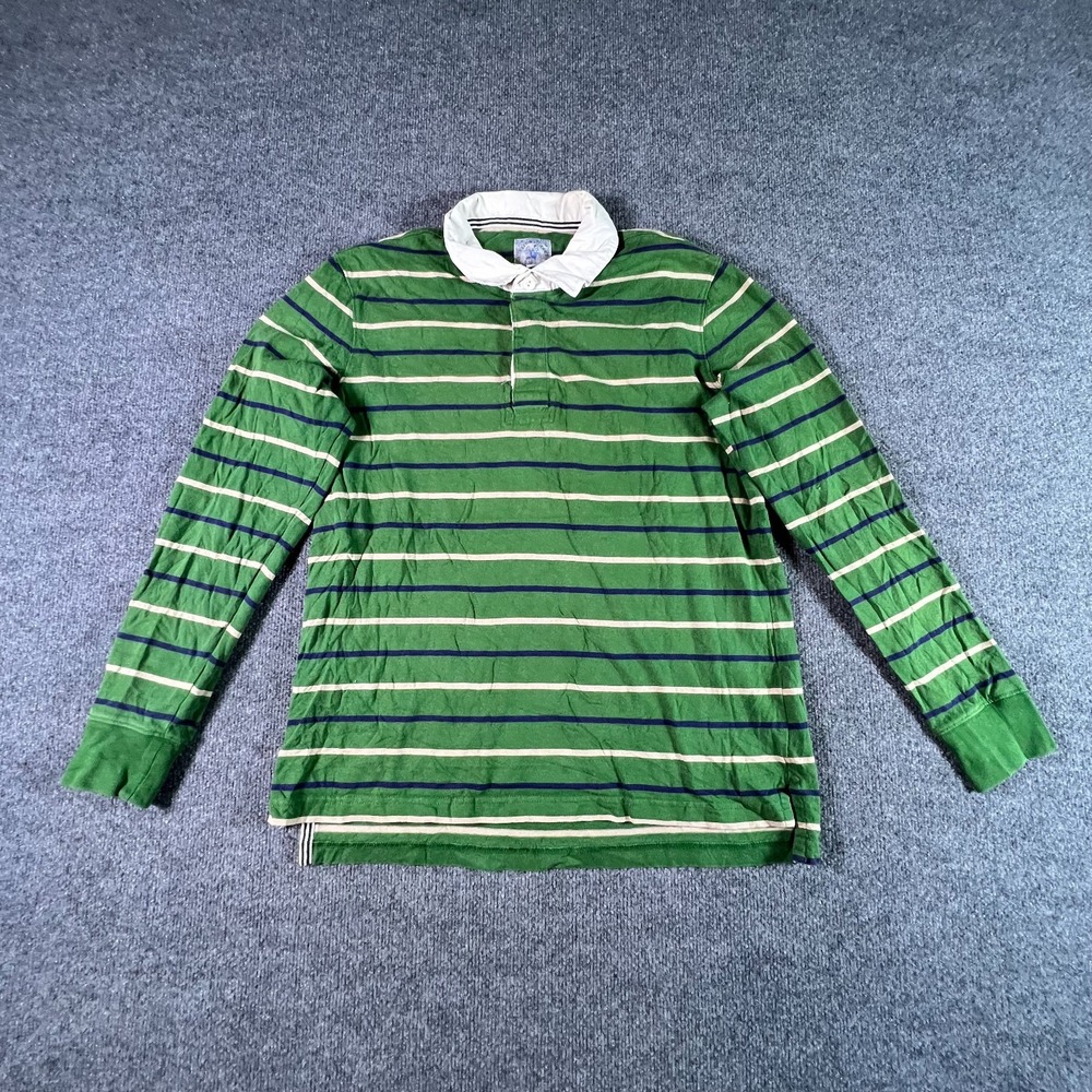 Vintage Lands End Rugby Shirt Mens Medium Multicolor Striped Polo Collared